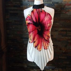 Papaya Flower Halter Top